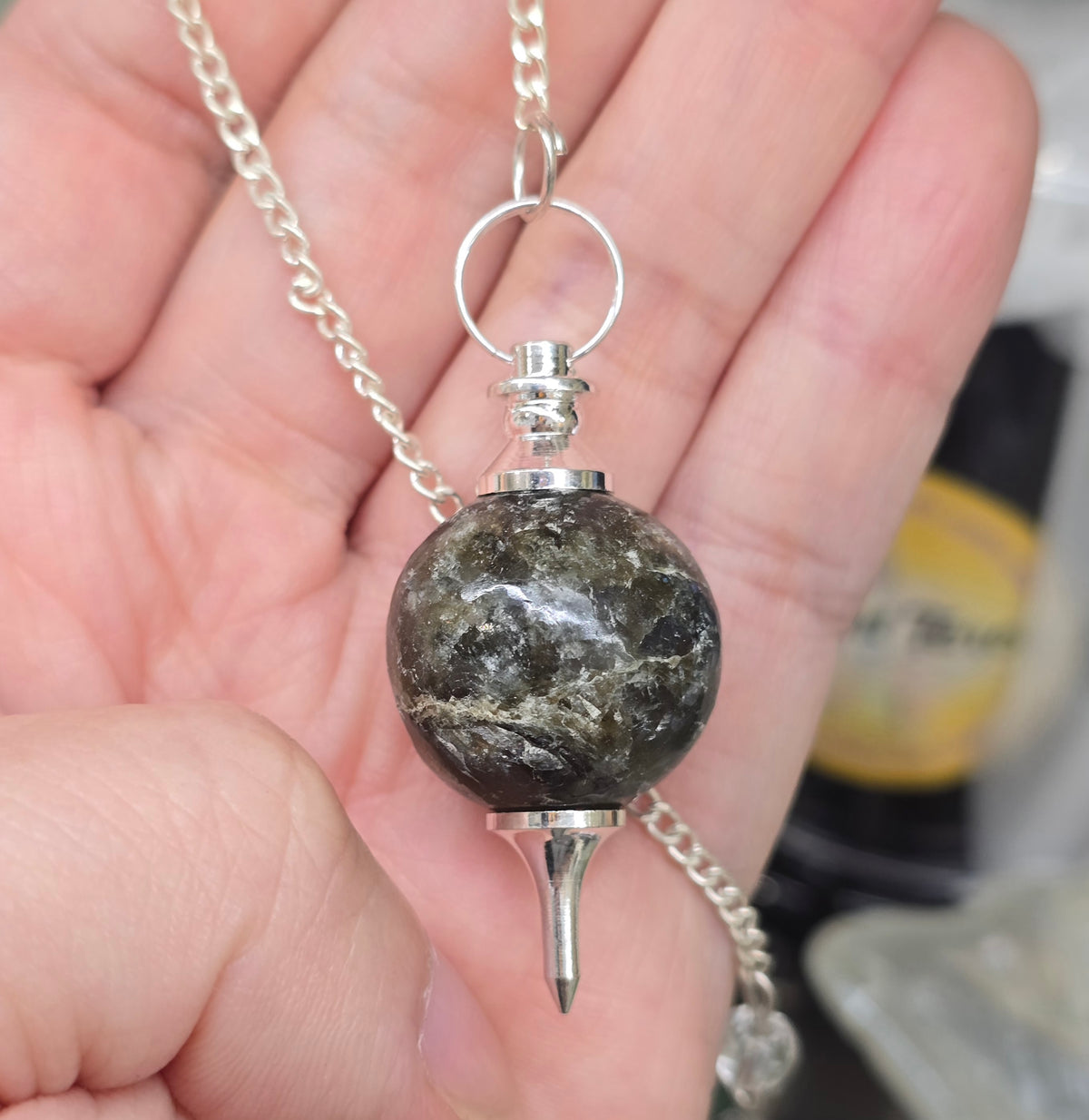 The Shaman's Compass: Labradorite Sphere Dowsing Pendulum