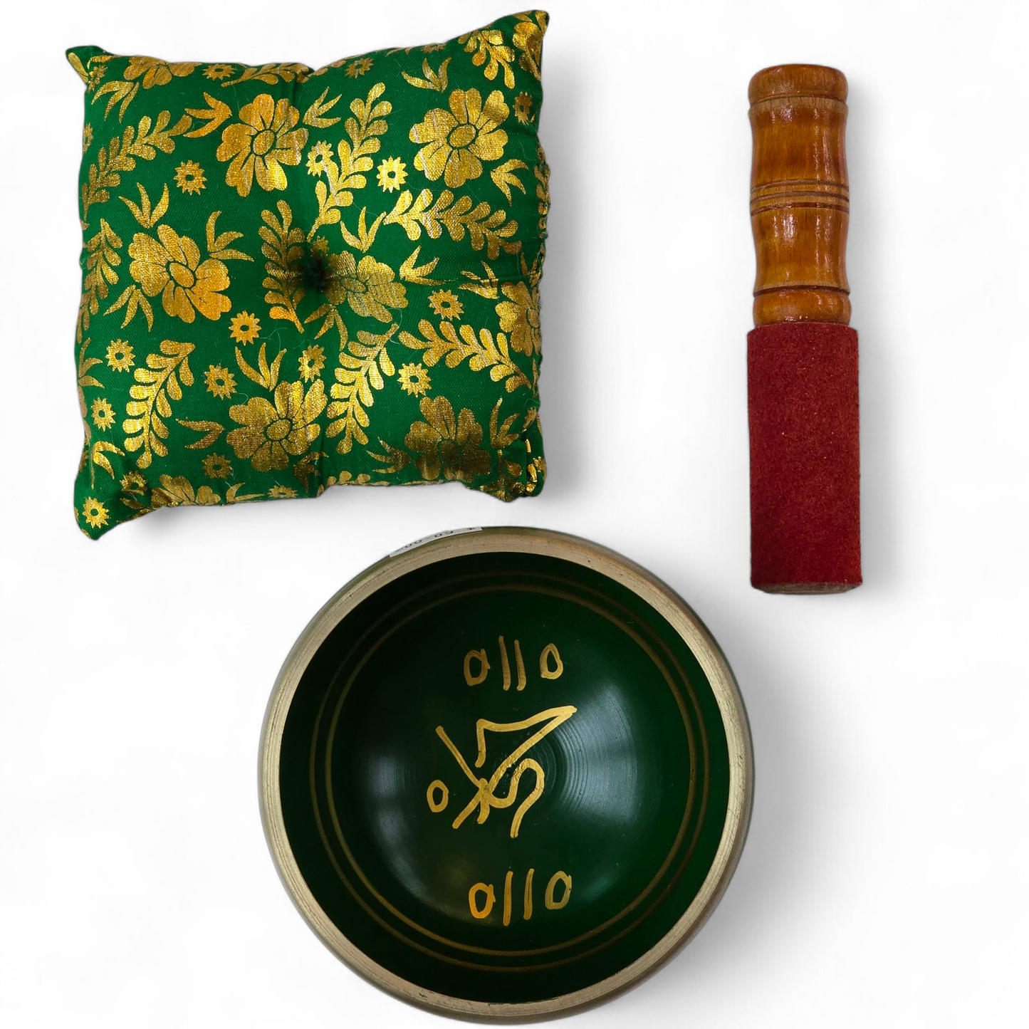 Tibetan Singing Bowl with Cushion (Green) 11.5cm dia.