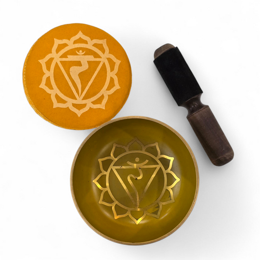 Tibetan Singing Bowl with Cushion (Golden Yellow) 12.5cm dia.