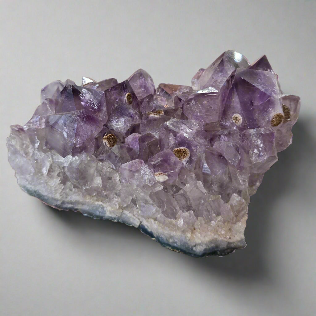 Amethyst Cluster with Cristobalite & Siderite