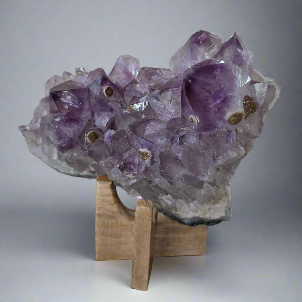 Amethyst Cluster with Cristobalite & Siderite