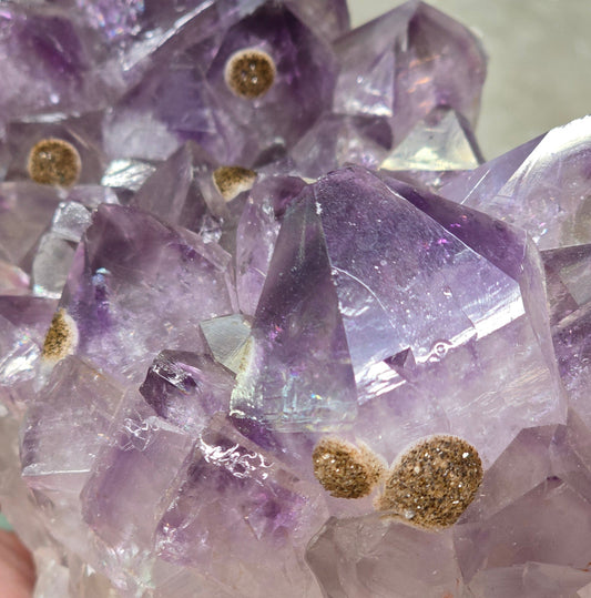 Amethyst Cluster with Cristobalite & Siderite