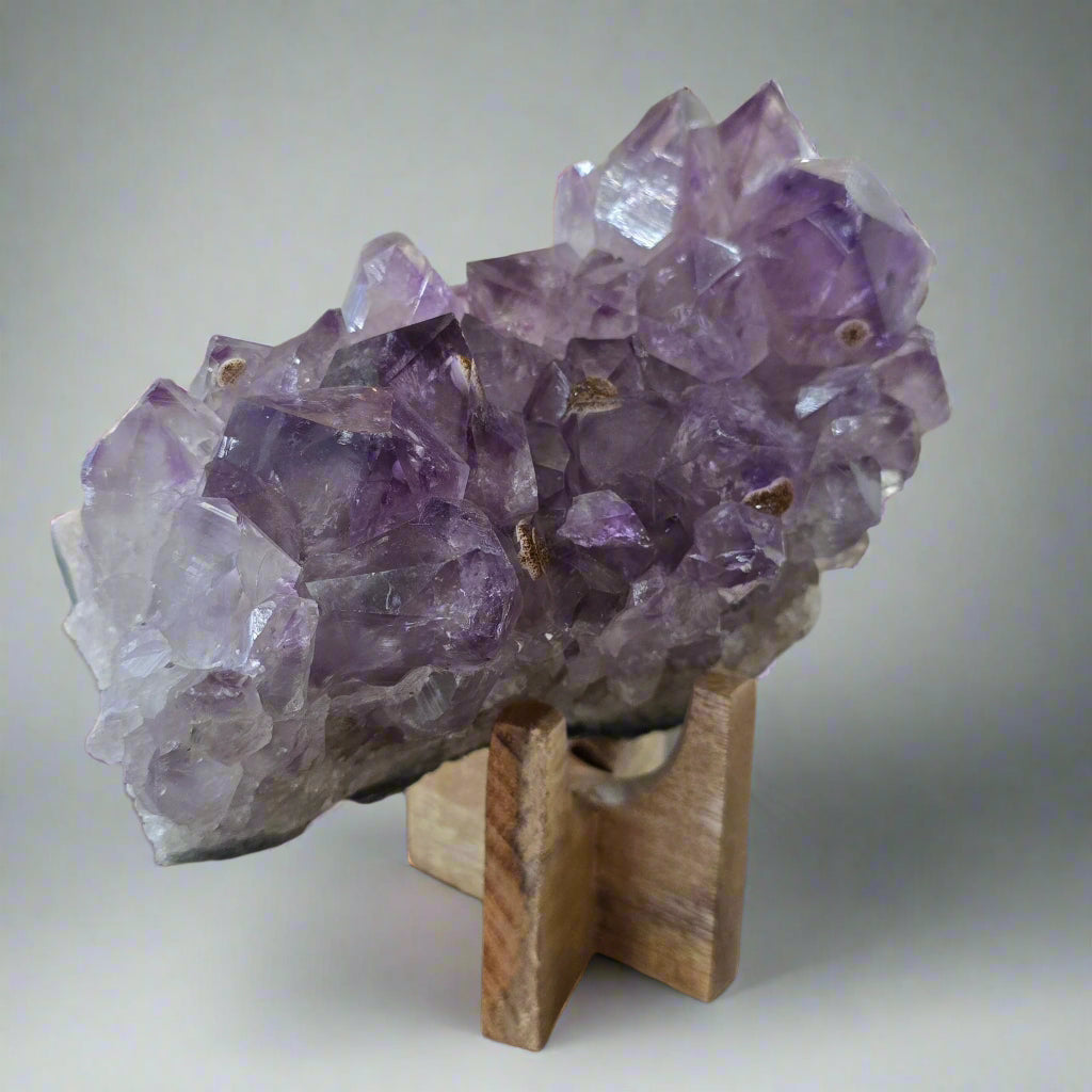 Amethyst Cluster with Cristobalite & Siderite