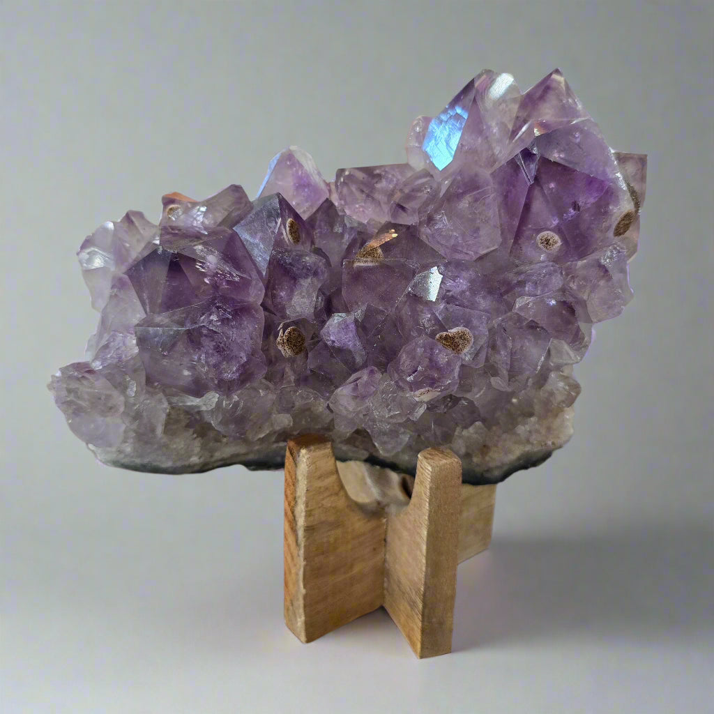 Amethyst Cluster with Cristobalite & Siderite