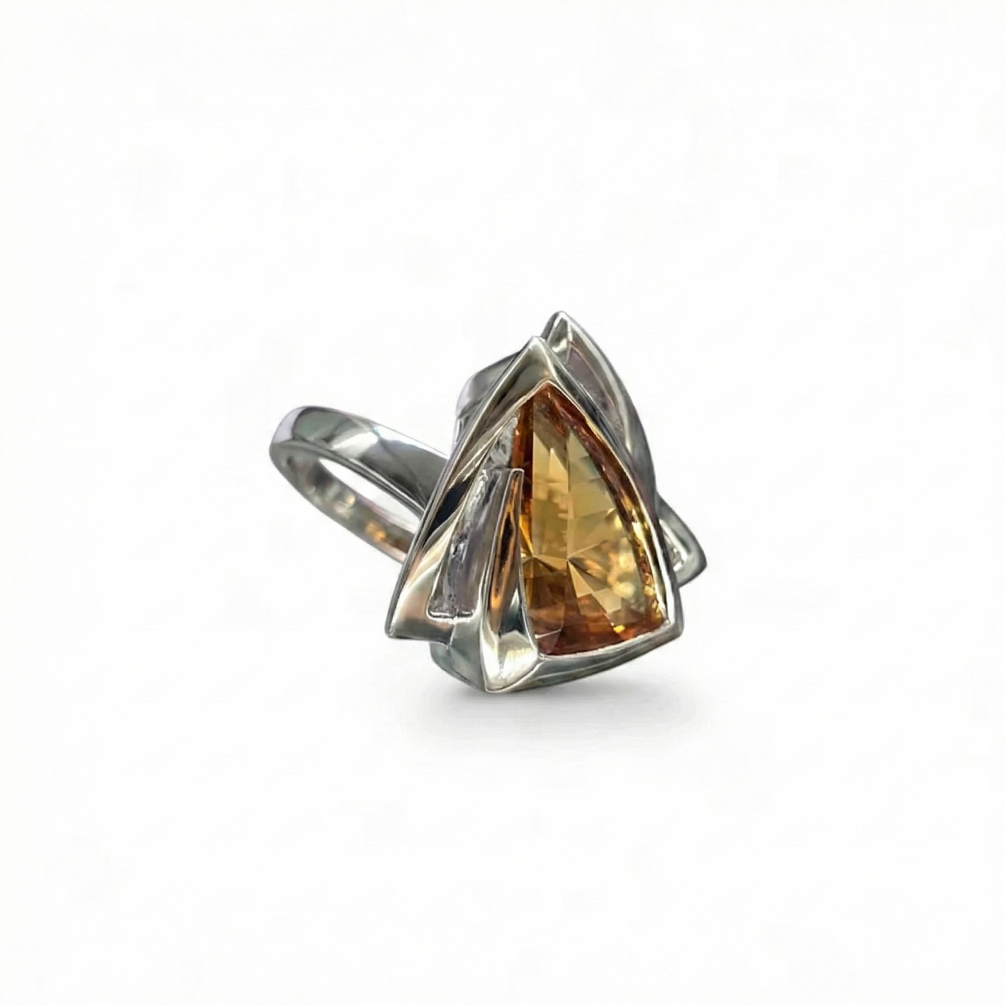 The Golden Sovereign: Deep Honey Citrine Manifestation Size 9 Ring (Sterling Silver 925)