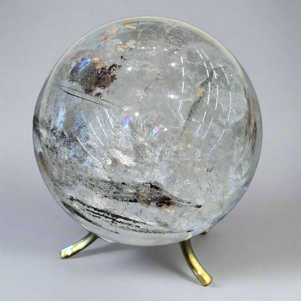 Clear Quartz Sphere with Inclusions