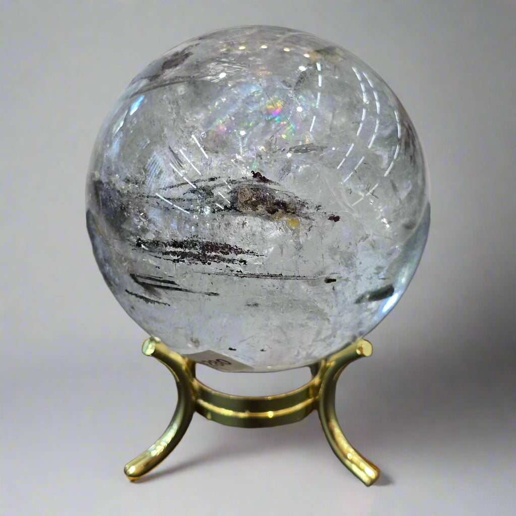 Clear Quartz Sphere with Inclusions