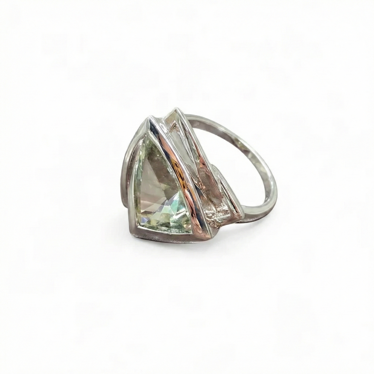 The Luminous Architect: Prasiolite (Green Amethyst) Manifestation Size 9 Ring (Sterling Silver 925)