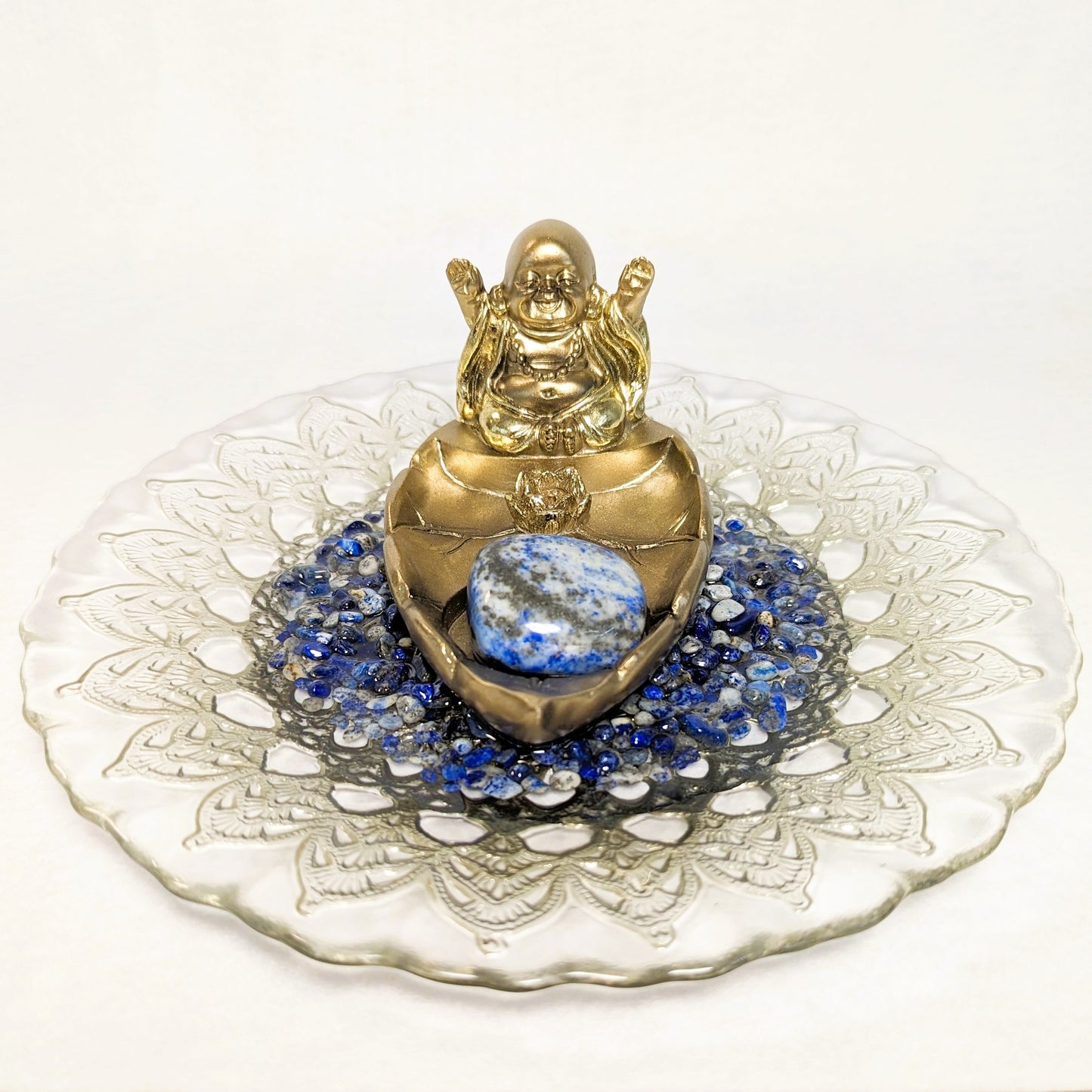 Happy Buddha Lapis Lazuli Incense Holder (A)