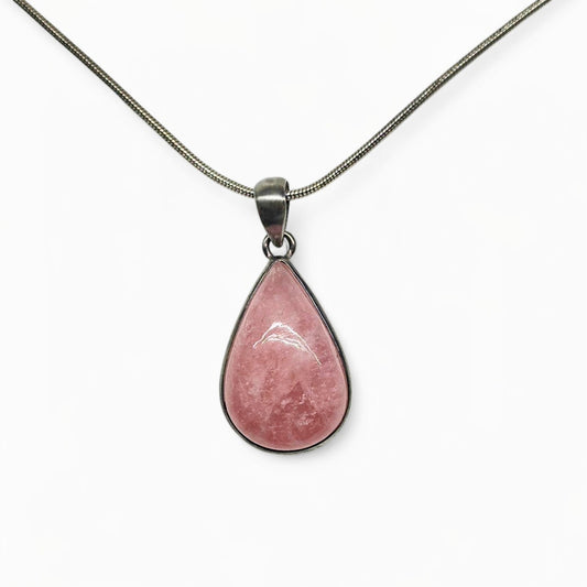 Morganite Teardrop 925 Sterling Silver Pendant