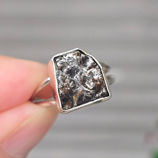 Raw Shungite Size 7.5 Ring #1 (Sterling Silver 925)