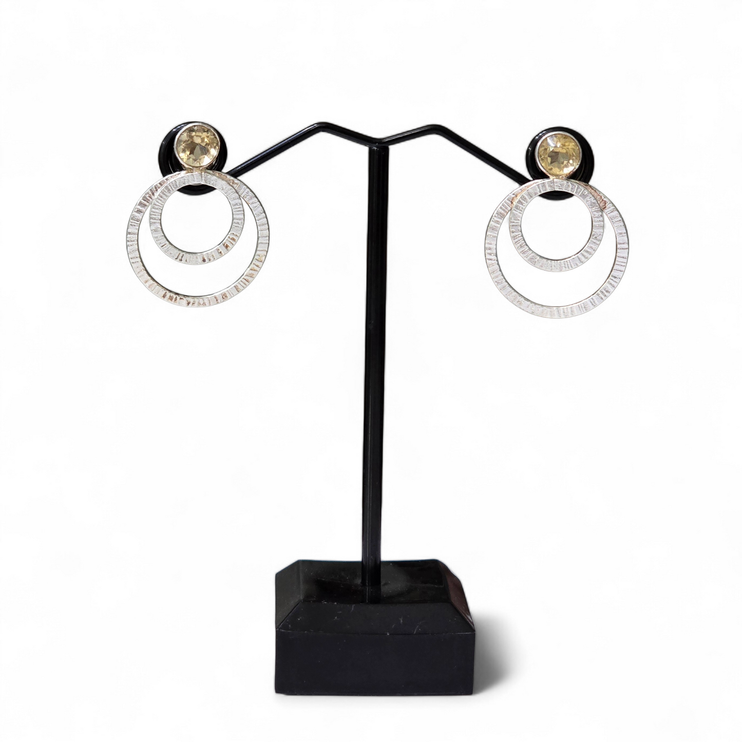 Citrine Ring Earrings (Sterling Silver 925)