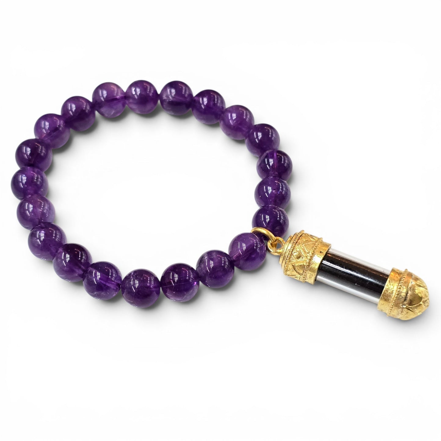 The Spiritual Sanctuary: Natural Amethyst & Sacred Thai Takrut Bracelet