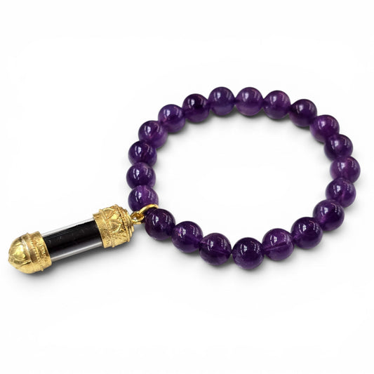 The Spiritual Sanctuary: Natural Amethyst & Sacred Thai Takrut Bracelet
