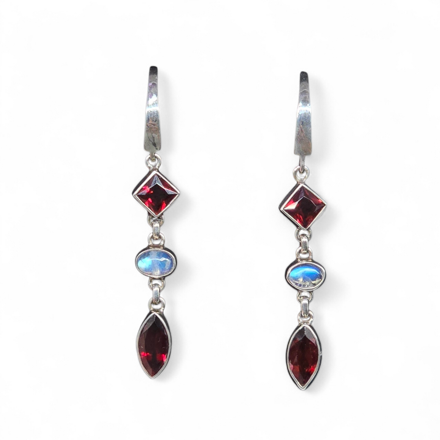 Carnelian & Moonstone Earrings (Sterling Silver 925)