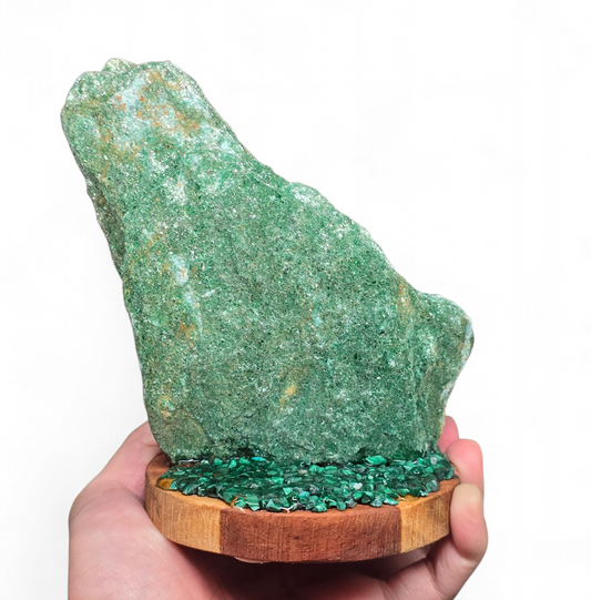 The Forest Haven: Raw Fuchsite Specimen on Malachite Base