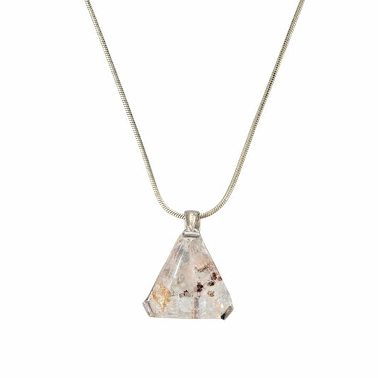 Triangular Quartz Inclusion 925 Sterling Silver Pendant
