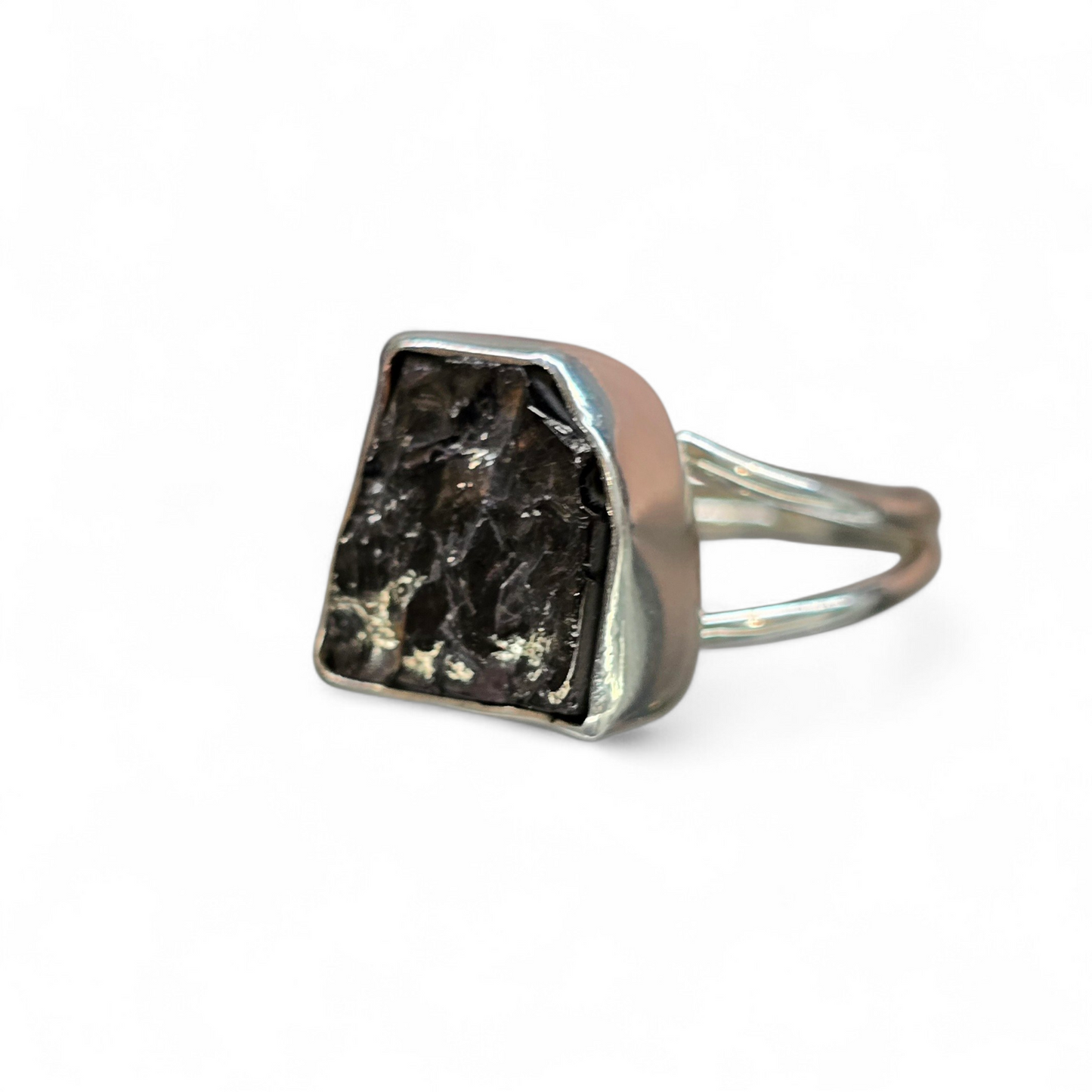 Raw Shungite Size 7.5 Ring #1 (Sterling Silver 925)