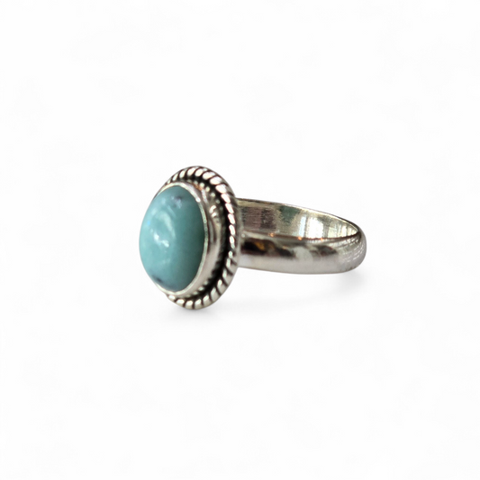 Oval Larimar Size 9 Ring #2 (Sterling Silver 925)
