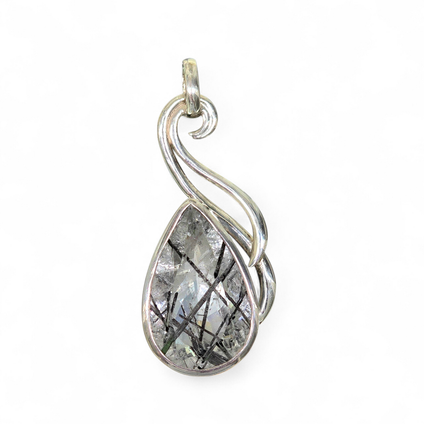 Tourmalinated Quartz Pendant Premium (Sterling Silver 925)
