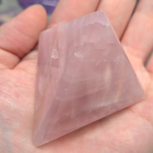 Sacred Geometry Tetrahedron (Fire Element) – Rose Quartz