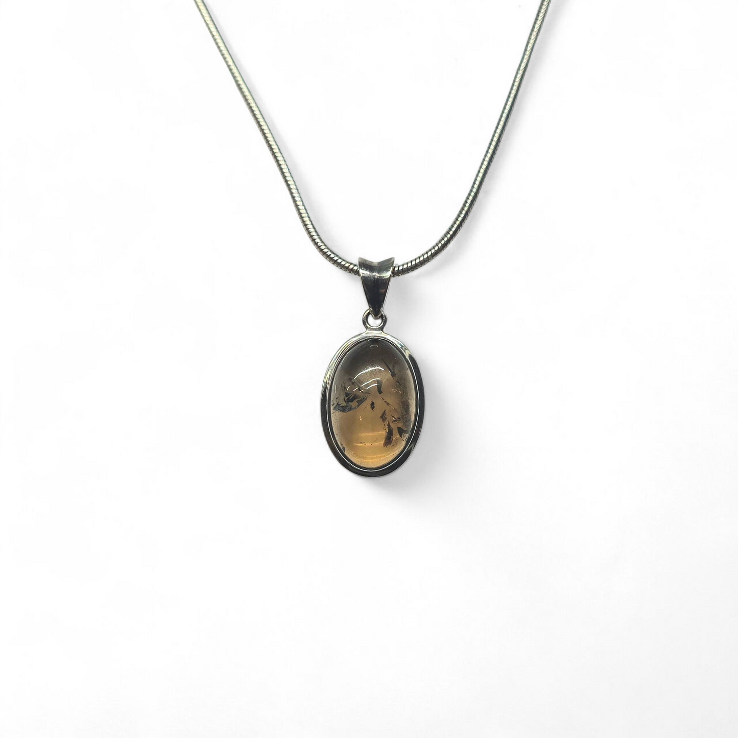 Oval Smoky Citrine with Inclusion 925 Sterling Silver Pendant