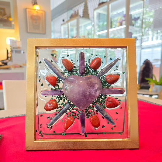 Amethyst Heart Crystal Grid (OOAK)
