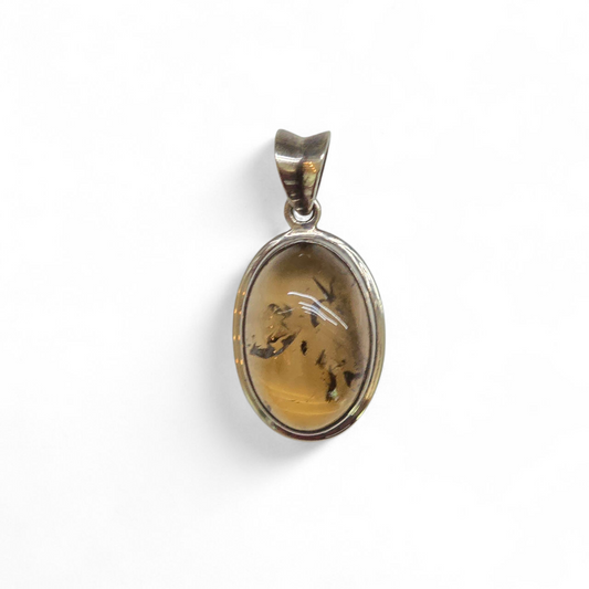 Oval Smoky Citrine with Inclusion 925 Sterling Silver Pendant