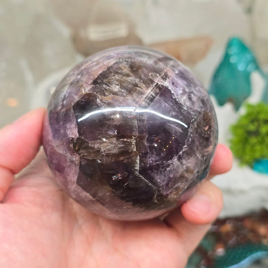 The Stone of Ascension: Natural Super 7 Crystal Sphere (approx. 73mm dia.)