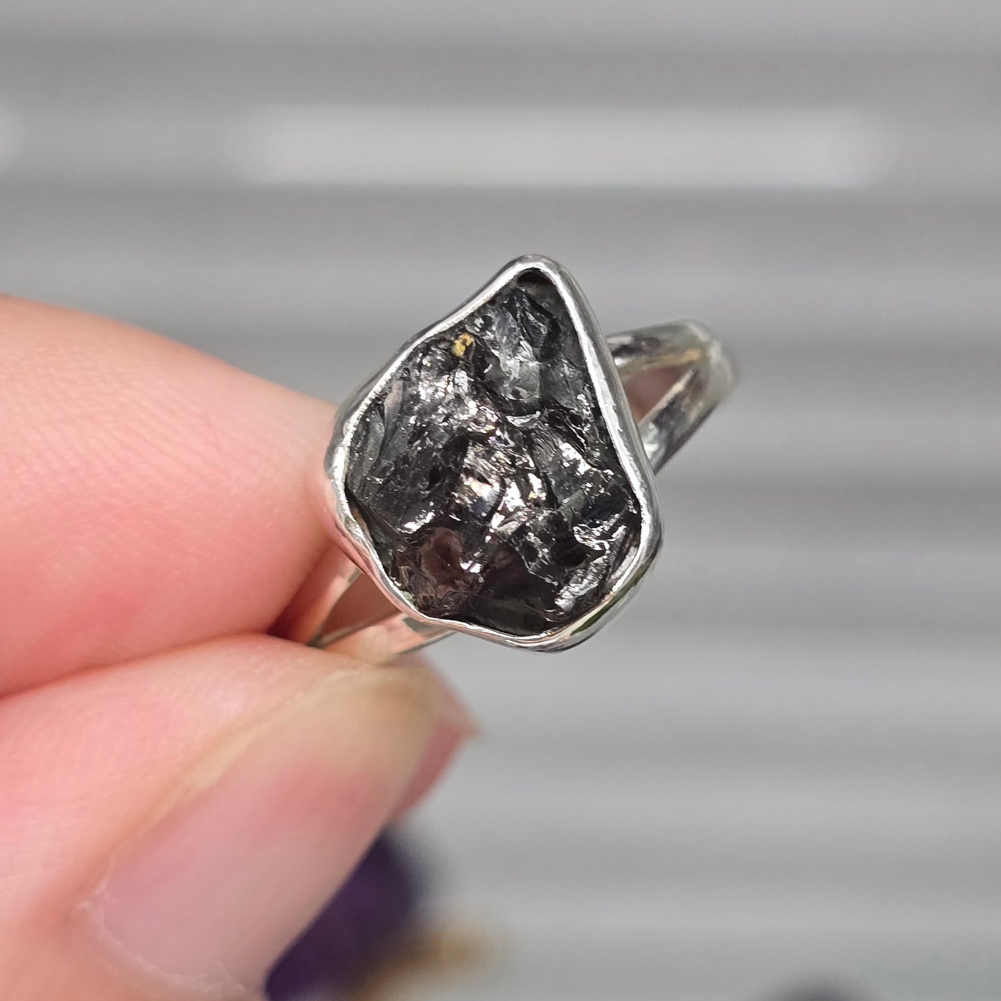 Raw Shungite Size 9.5 Ring #3 (Sterling Silver 925)
