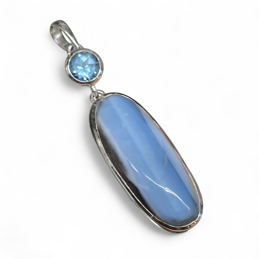 Owyhee Blue Opal with Blue Topaz Pendant (Sterling Silver 925)