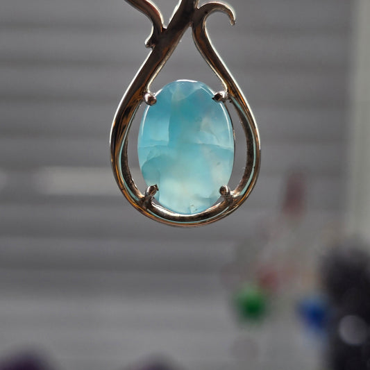 Larimar Pendant #2 (Sterling Silver 925)