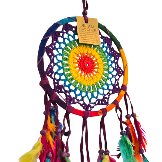 Chakra Balance Rainbow Macramé Dreamcatcher (Small)