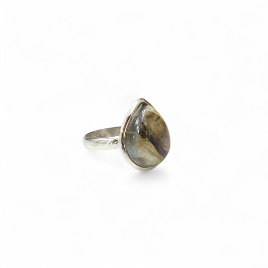 Teardrop Labradorite Size 8.5 Ring (Sterling Silver 925)