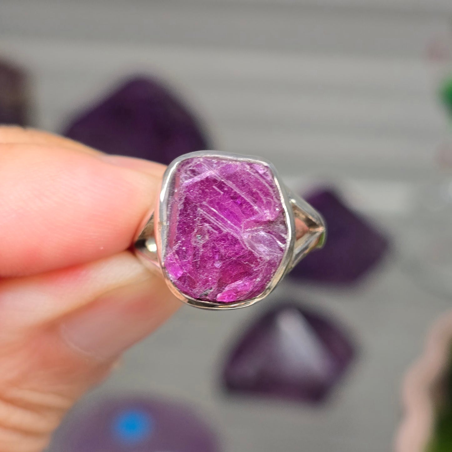 Raw Ruby Size 7.5 Ring (Sterling Silver 925)