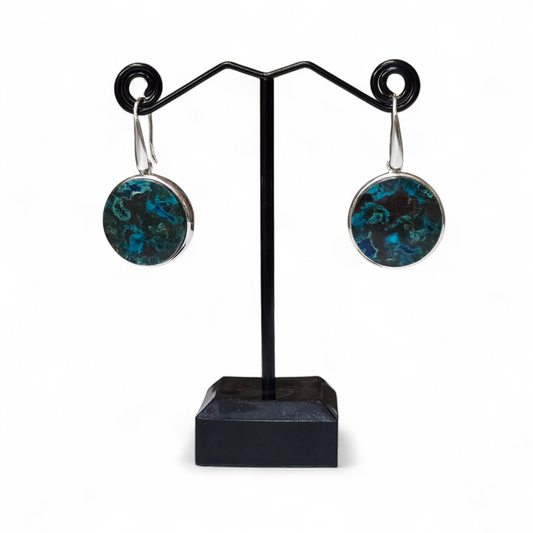 The Oceanic Oracle: Natural Chrysocolla "Truth" Earrings (Sterling Silver 925)