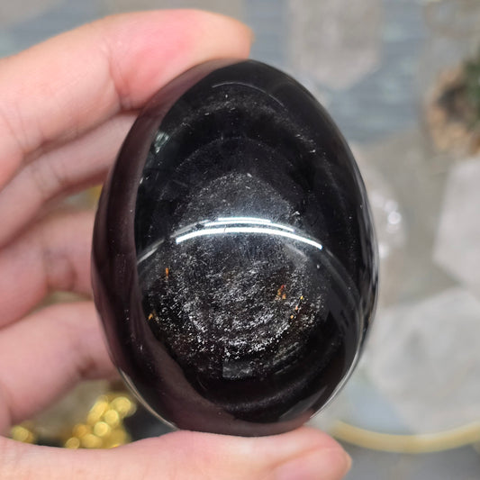 The Alchemist’s Focus: Natural Golden Sheen Obsidian Egg #1