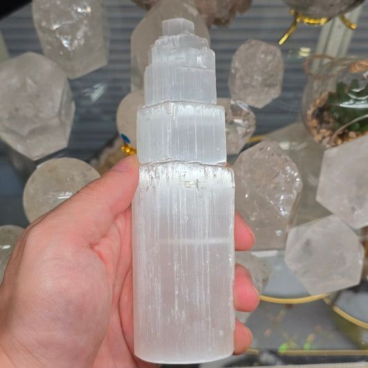 Pillar of Light: Natural Selenite Tower (Medium)