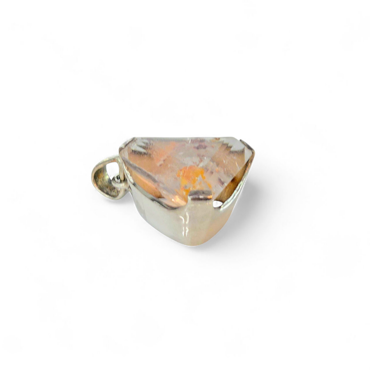 Triangular Quartz Inclusion 925 Sterling Silver Pendant