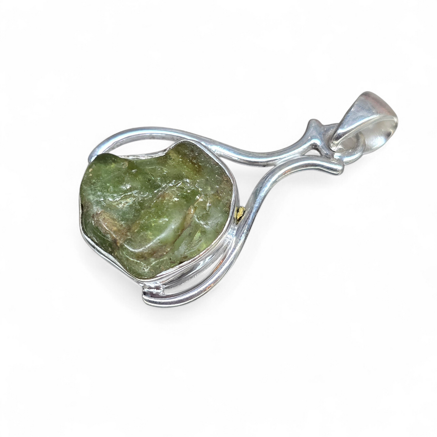 Raw Peridot Pendant (Sterling Silver 925)