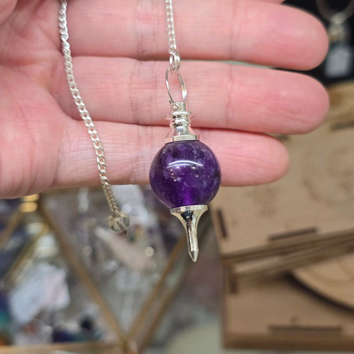 The Oracle’s Compass: Amethyst Sphere Dowsing Pendulum