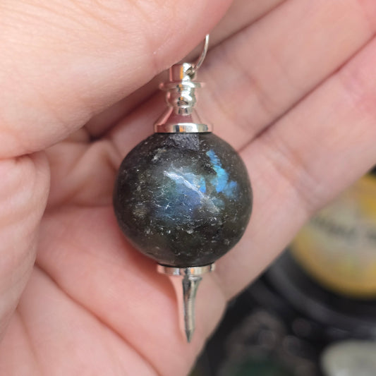 The Shaman's Compass: Labradorite Sphere Dowsing Pendulum