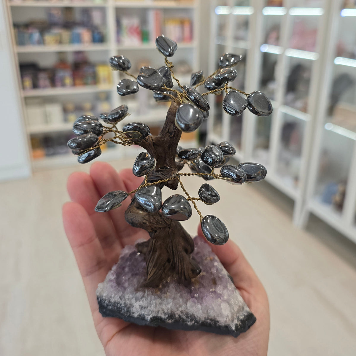 The Anchor of Intuition: Hematite & Amethyst Crystal Tree