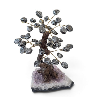 The Anchor of Intuition: Hematite & Amethyst Crystal Tree
