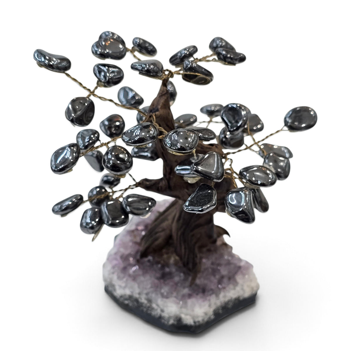 The Anchor of Intuition: Hematite & Amethyst Crystal Tree