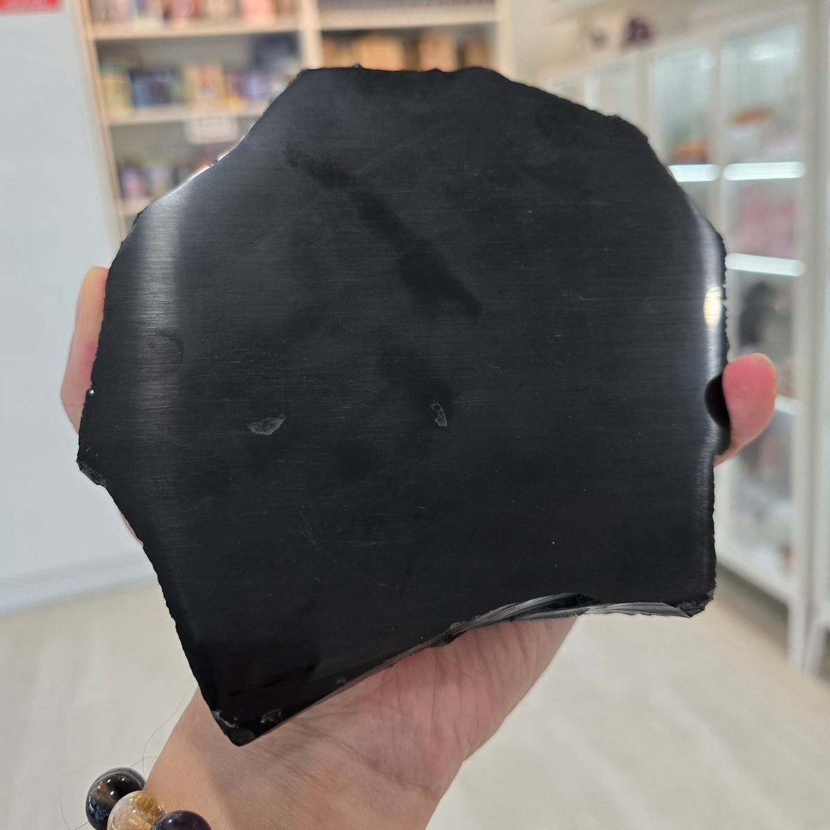 The Void of Truth: Raw Edge Black Obsidian Slab