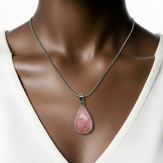 Morganite Teardrop 925 Sterling Silver Pendant