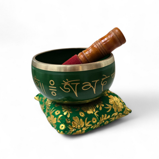 Tibetan Singing Bowl with Cushion (Green) 11.5cm dia.