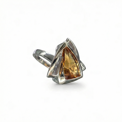 The Golden Sovereign: Deep Honey Citrine Manifestation Size 9 Ring (Sterling Silver 925)