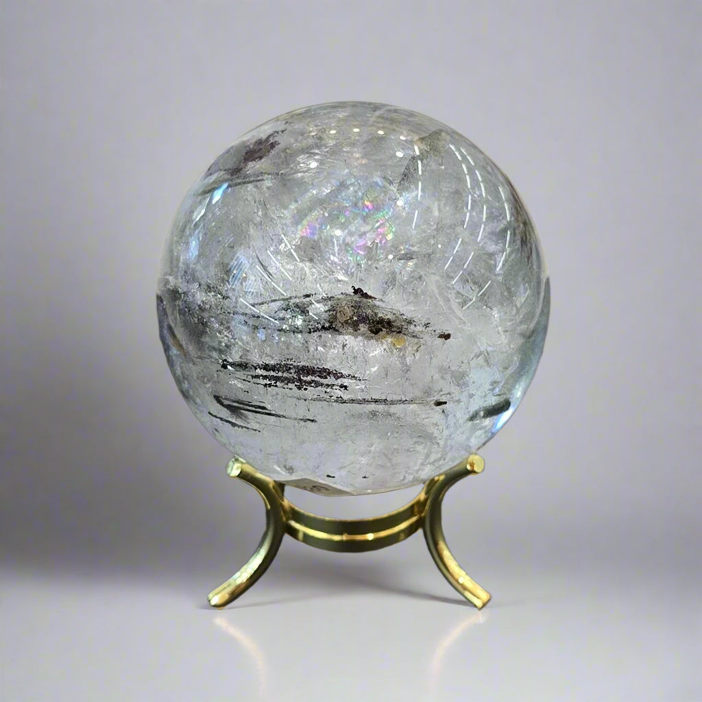 Clear Quartz Sphere with Inclusions